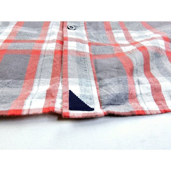 Untuckit Size 3XL Mens Gray White Red Check Long Sleeve Cotton Logo Shirt - Picture 7 of 10